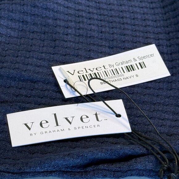 Velvet by Graham & Spencer Bertha Waffle Knit Waterfall Cardigan Navy Size Small - Picture 6 of 9